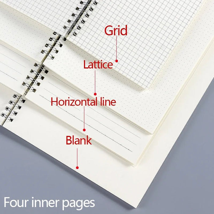 A5 A6 B5 Spiral Book Coil Notebook Lined DOT Blank Grid Paper Journal Diary Sketchbook School Stationery Supplies - CLICK TIK