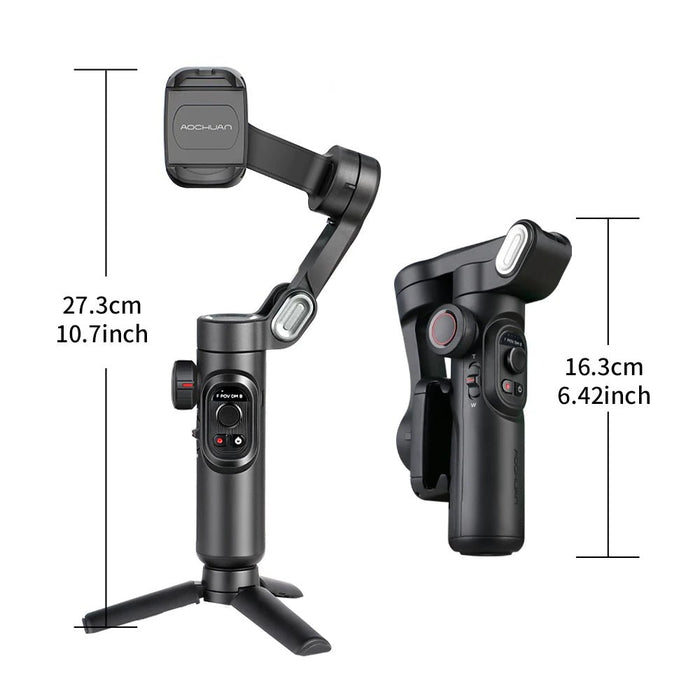 AOCHUAN 3 - Axis Handheld Gimbal Stabilizer for Smartphone with Fill Light for iPhone Android Face Tracking Tiktok Vlog Smart XE - CLICK TIK