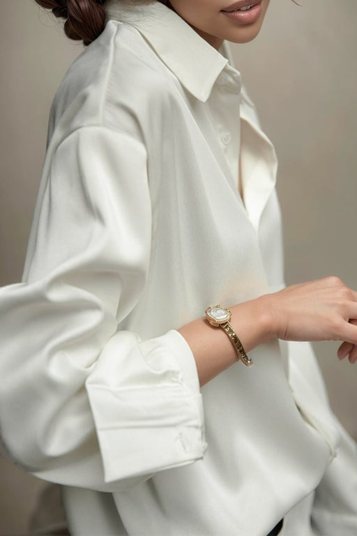 Autumn Silk Professional Cold Style Satin White Shirt - CLICK TIK
