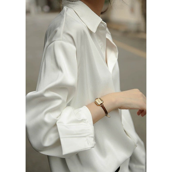 Autumn Silk Professional Cold Style Satin White Shirt - CLICK TIK