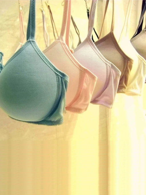 Beautiful Back Silk Girly Simplicity Solid Color Wireless Bra - CLICK TIK
