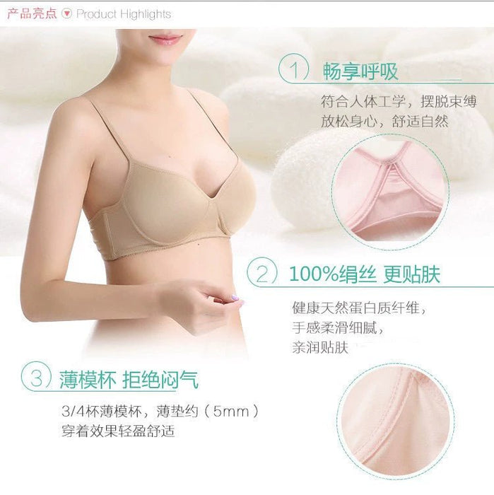 Beautiful Back Silk Girly Simplicity Solid Color Wireless Bra - CLICK TIK
