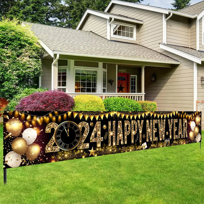 Black Gold New Year Backdrop Banner 2024 - CLICK TIK