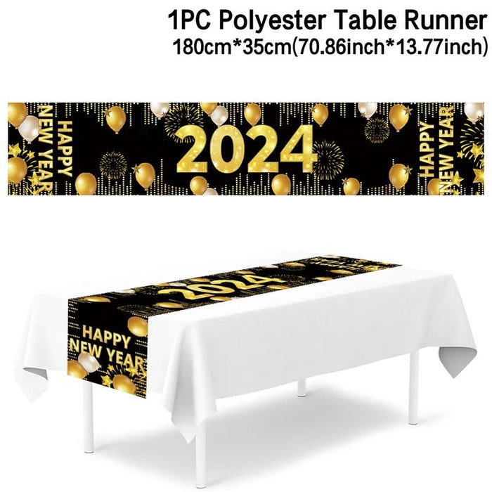 Black Gold New Year Backdrop Banner 2024 - CLICK TIK