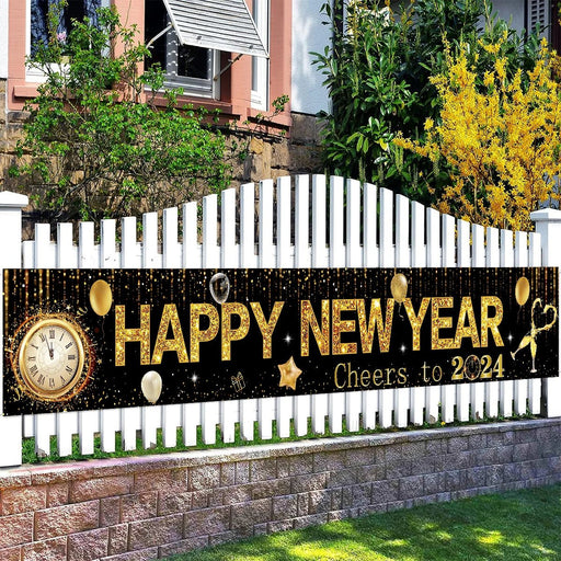 Black Gold New Year Backdrop Banner 2024 - CLICK TIK