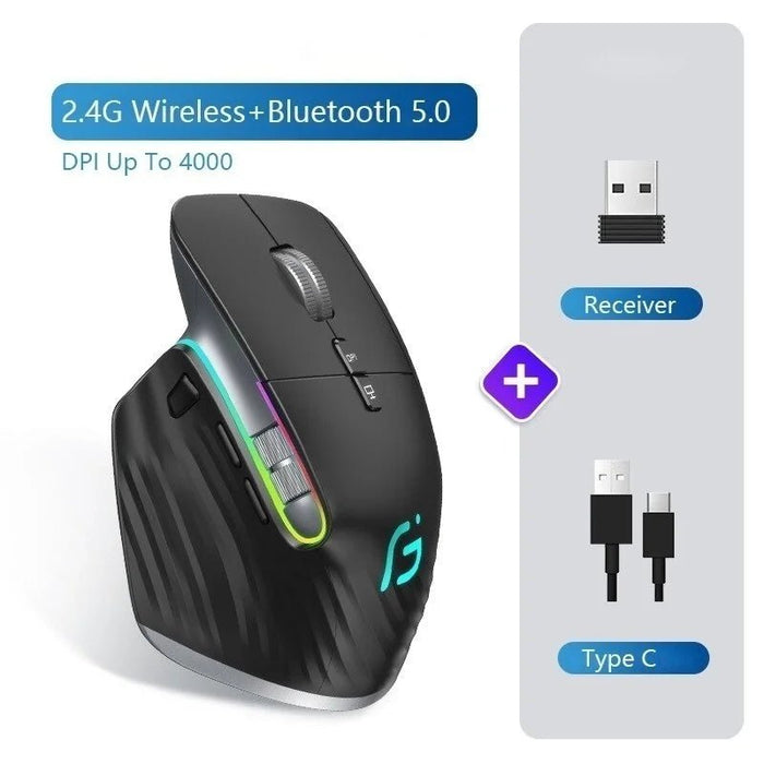 Bluetooth +2.4G Wireless Mouse Rechargeable 12 Colors RGB LED Gaming Mouse Ergonomic Mice for Gamer Computer Laptop iPad - CLICK TIK