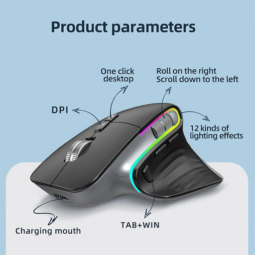 Bluetooth +2.4G Wireless Mouse Rechargeable 12 Colors RGB LED Gaming Mouse Ergonomic Mice for Gamer Computer Laptop iPad - CLICK TIK