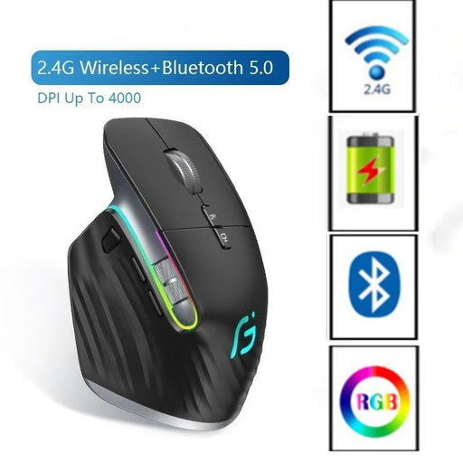 Bluetooth +2.4G Wireless Mouse Rechargeable 12 Colors RGB LED Gaming Mouse Ergonomic Mice for Gamer Computer Laptop iPad - CLICK TIK