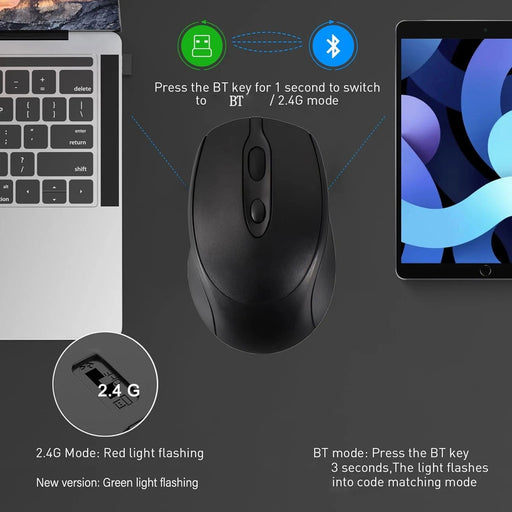 Bluetooth - Compatible Wireless Mouse 2.4G Rechargeable Wireless Computer Mouse USB Silent Gamer Mice For PC Laptop Macbook Tablet - CLICK TIK