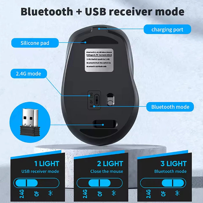 Bluetooth - Compatible Wireless Mouse 2.4G USB Wireless Computer Mouse Rechargeable Silent Mice For PC Laptop Macbook Tablet - CLICK TIK