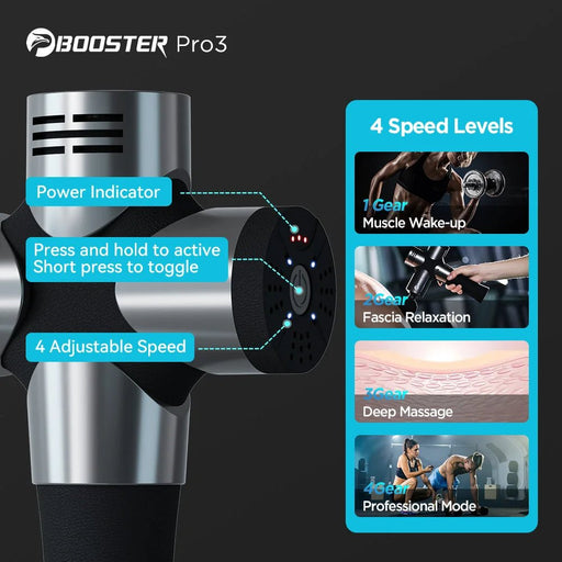 BOOSTER Pro 3 Deep Tissue Massage Gun Muscle Stimulator Body Massager Fascial Gun Relax Therapy Low Noise for Fintness Shaping - CLICK TIK