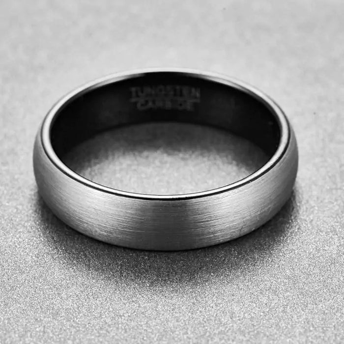 Brushed Silver and Black Tungsten Ring - CLICK TIK
