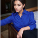Chen Shu Same Style as Stars Royal Blue Shirts Women's Long - Sleeved Silk Stretch Satin Professional Shirt Mulberry Silk All - Matching OL - CLICK TIK