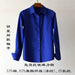 Chen Shu Same Style as Stars Royal Blue Shirts Women's Long - Sleeved Silk Stretch Satin Professional Shirt Mulberry Silk All - Matching OL - CLICK TIK