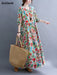 Cotton Vintage Floral Print Long Sleeve Spring Autumn Dresses For Women 2024 Casual Loose Elegant Dress Beach Robe Longue Femme - CLICK TIK