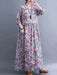 Cotton Vintage Floral Print Long Sleeve Spring Autumn Dresses For Women 2024 Casual Loose Elegant Dress Beach Robe Longue Femme - CLICK TIK