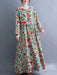 Cotton Vintage Floral Print Long Sleeve Spring Autumn Dresses For Women 2024 Casual Loose Elegant Dress Beach Robe Longue Femme - CLICK TIK