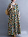 Cotton Vintage Floral Print Long Sleeve Spring Autumn Dresses For Women 2024 Casual Loose Elegant Dress Beach Robe Longue Femme - CLICK TIK