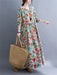 Cotton Vintage Floral Print Long Sleeve Spring Autumn Dresses For Women 2024 Casual Loose Elegant Dress Beach Robe Longue Femme - CLICK TIK
