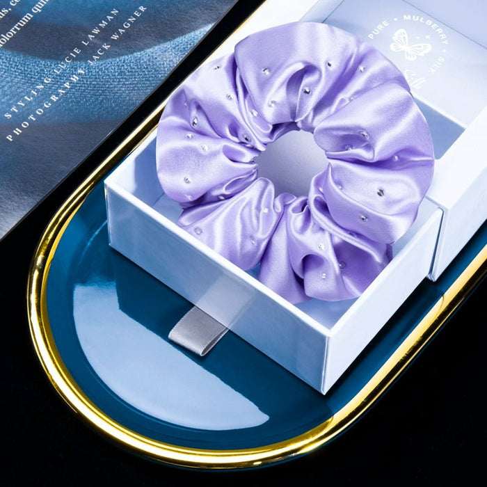 Crystal Texture Mulberry Silk Hair Rope Gift Boxed Hot Rhinestone - CLICK TIK