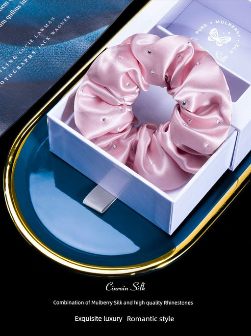 Crystal Texture Mulberry Silk Hair Rope Gift Boxed Hot Rhinestone - CLICK TIK