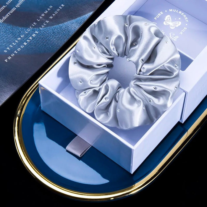Crystal Texture Mulberry Silk Hair Rope Gift Boxed Hot Rhinestone - CLICK TIK