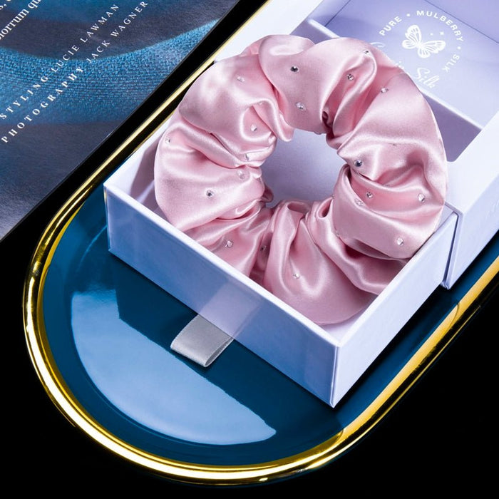 Crystal Texture Mulberry Silk Hair Rope Gift Boxed Hot Rhinestone - CLICK TIK