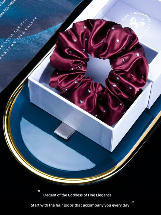 Crystal Texture Mulberry Silk Hair Rope Gift Boxed Hot Rhinestone - CLICK TIK
