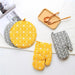 Cute Non - Slip Kitchen Gloves - Yellow & Gray Cotton Nordic Design for Baking, BBQ, Microwave, and Oven Use" - CLICK TIK