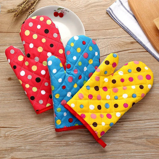 Cute Non - Slip Kitchen Gloves - Yellow & Gray Cotton Nordic Design for Baking, BBQ, Microwave, and Oven Use" - CLICK TIK