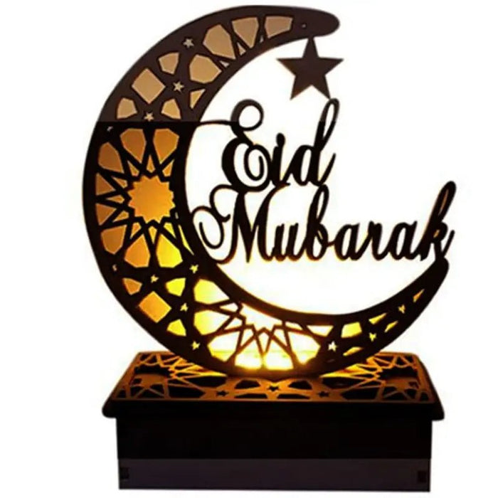 Decoration Ramadan Mubarak 2024 Eid Festival Party Supplies LED light Decorations Handicrafts Small Wooden Star Moon Child Box - CLICK TIK
