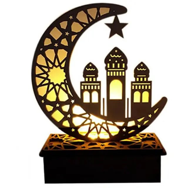 Decoration Ramadan Mubarak 2024 Eid Festival Party Supplies LED light Decorations Handicrafts Small Wooden Star Moon Child Box - CLICK TIK