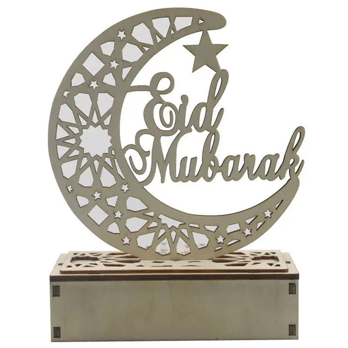 Decoration Ramadan Mubarak 2024 Eid Festival Party Supplies LED light Decorations Handicrafts Small Wooden Star Moon Child Box - CLICK TIK