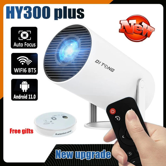 DITONG Projector Hy300plus 4K Android 11 Dual Wifi6 250 ANSI Allwinner H713 BT5.0 1280*720 electronic focus Home Cinema Projetor - CLICK TIK