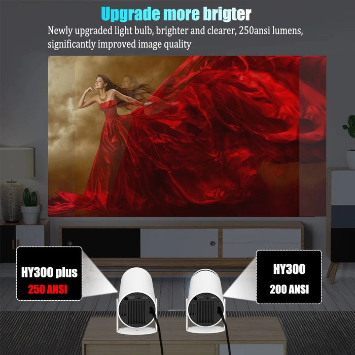 DITONG Projector Hy300plus 4K Android 11 Dual Wifi6 250 ANSI Allwinner H713 BT5.0 1280*720 electronic focus Home Cinema Projetor - CLICK TIK