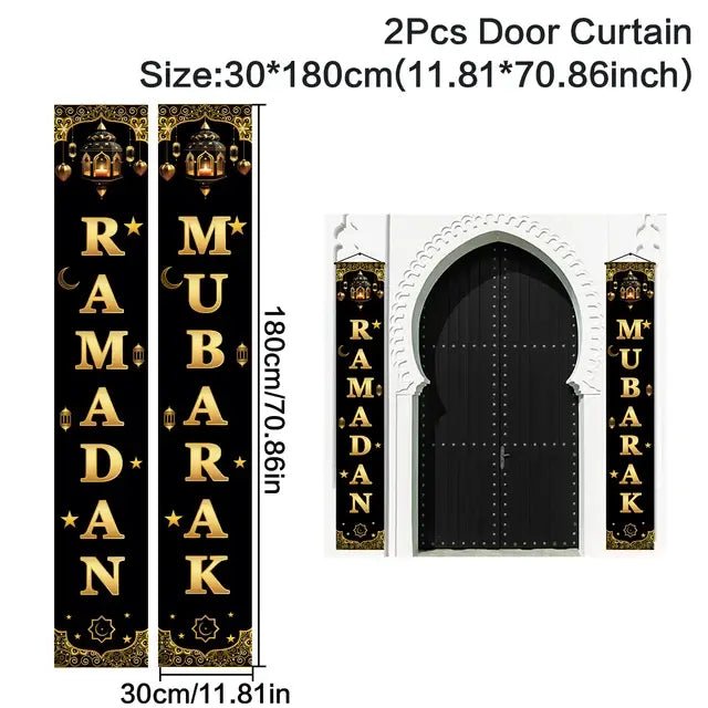 Eid Mubarak Door Banner Ramadan Decoration 2024 for Home Mubarak Ramadan Kareem Islamic Muslim Party Decor Eid Al Adha Gifts - CLICK TIK