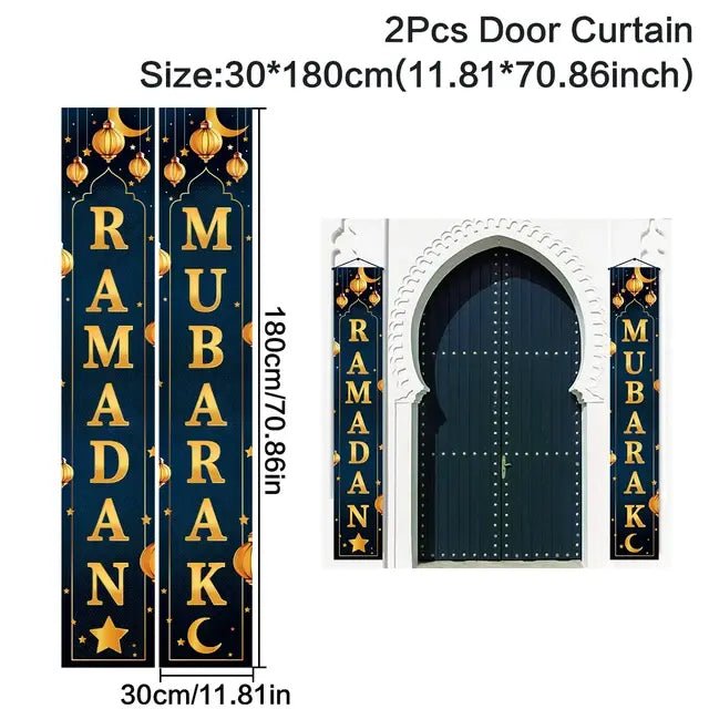 Eid Mubarak Door Banner Ramadan Decoration 2024 for Home Mubarak Ramadan Kareem Islamic Muslim Party Decor Eid Al Adha Gifts - CLICK TIK