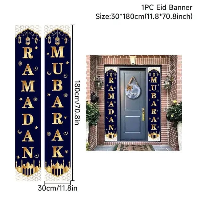 Eid Mubarak Door Banner Ramadan Decoration 2024 for Home Mubarak Ramadan Kareem Islamic Muslim Party Decor Eid Al Adha Gifts - CLICK TIK
