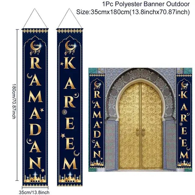 Eid Mubarak Door Banner Ramadan Decoration 2024 for Home Mubarak Ramadan Kareem Islamic Muslim Party Decor Eid Al Adha Gifts - CLICK TIK
