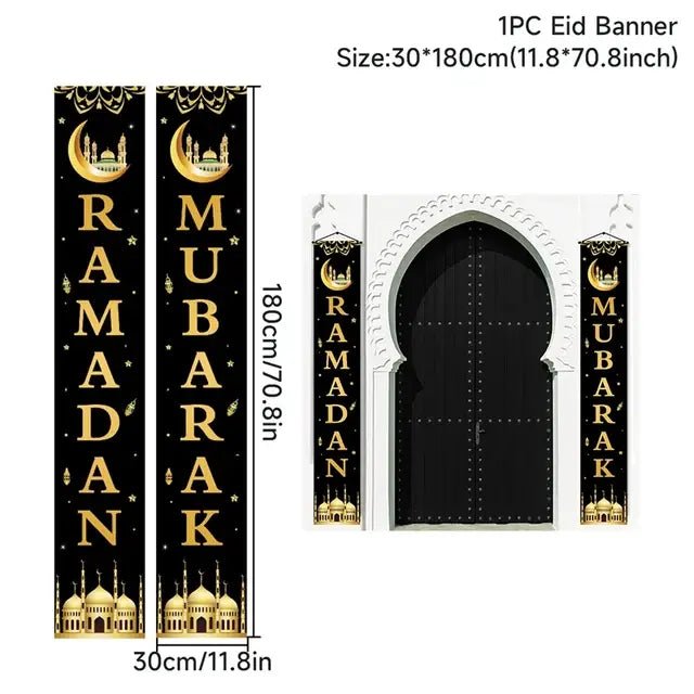 Eid Mubarak Door Banner Ramadan Decoration 2024 for Home Mubarak Ramadan Kareem Islamic Muslim Party Decor Eid Al Adha Gifts - CLICK TIK