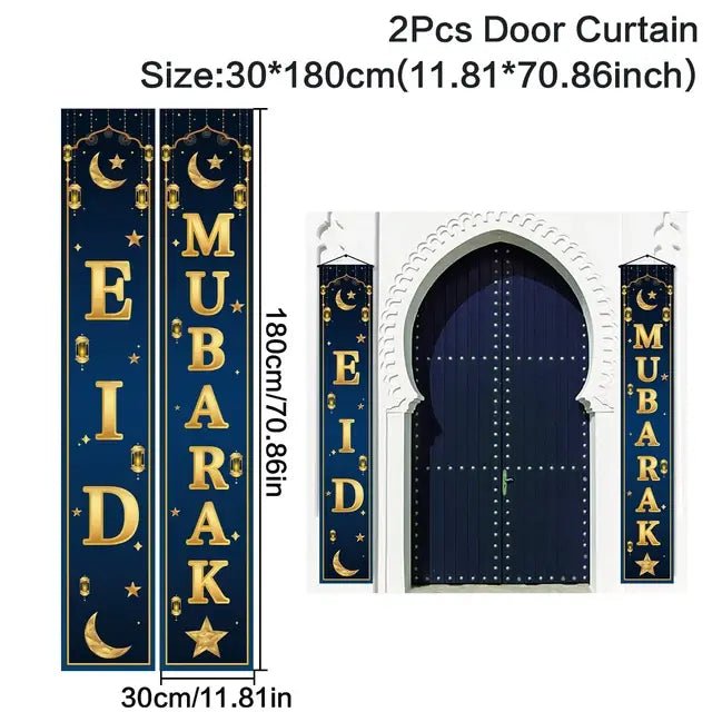 Eid Mubarak Door Banner Ramadan Decoration 2024 for Home Mubarak Ramadan Kareem Islamic Muslim Party Decor Eid Al Adha Gifts - CLICK TIK