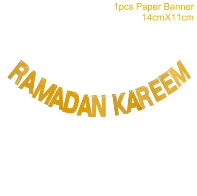 Eid Mubarak Plates Banner Balloon Tableware Ramadan Decoration 2024 Ramadan Kareem Islamic Muslim Party Decor Eid Al Adha Gifts - CLICK TIK
