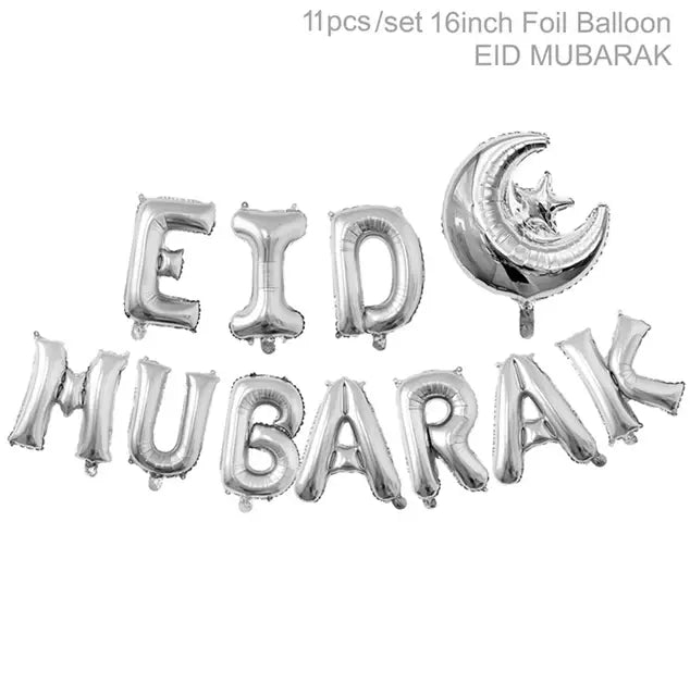 Eid Mubarak Plates Banner Balloon Tableware Ramadan Decoration 2024 Ramadan Kareem Islamic Muslim Party Decor Eid Al Adha Gifts - CLICK TIK