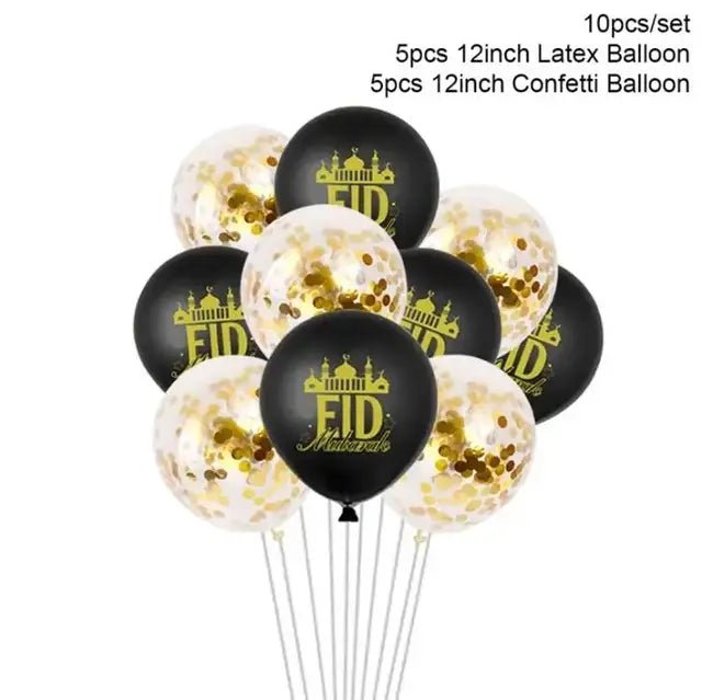 Eid Mubarak Plates Banner Balloon Tableware Ramadan Decoration 2024 Ramadan Kareem Islamic Muslim Party Decor Eid Al Adha Gifts - CLICK TIK