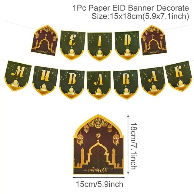 Eid Mubarak Plates Banner Balloon Tableware Ramadan Decoration 2024 Ramadan Kareem Islamic Muslim Party Decor Eid Al Adha Gifts - CLICK TIK