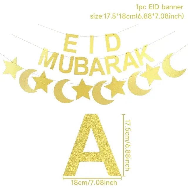 Eid Mubarak Plates Banner Balloon Tableware Ramadan Decoration 2024 Ramadan Kareem Islamic Muslim Party Decor Eid Al Adha Gifts - CLICK TIK