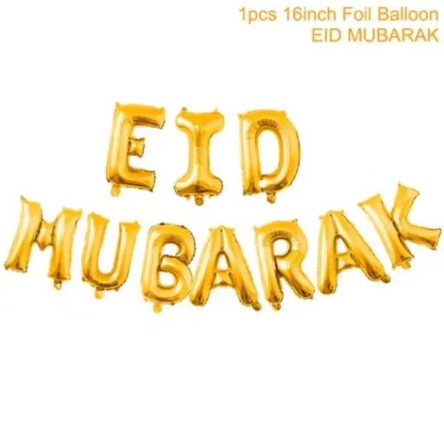 Eid Mubarak Plates Banner Balloon Tableware Ramadan Decoration 2024 Ramadan Kareem Islamic Muslim Party Decor Eid Al Adha Gifts - CLICK TIK