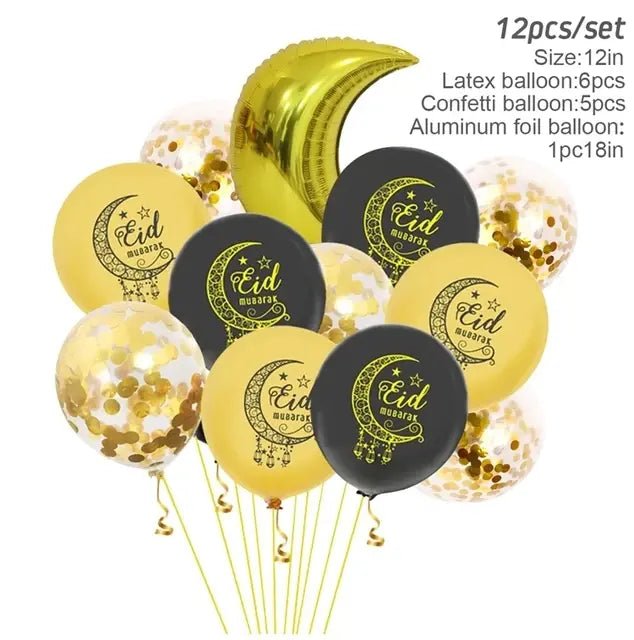 Eid Mubarak Plates Banner Balloon Tableware Ramadan Decoration 2024 Ramadan Kareem Islamic Muslim Party Decor Eid Al Adha Gifts - CLICK TIK