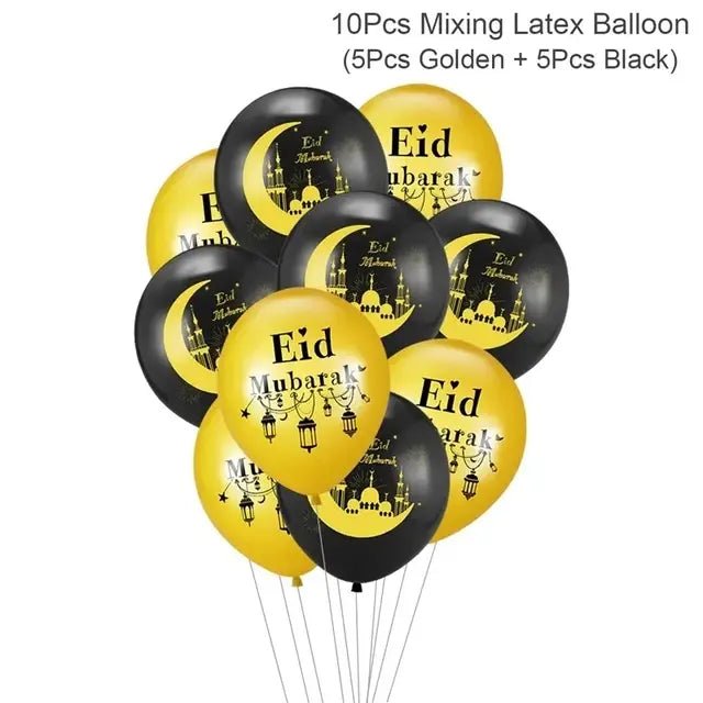 Eid Mubarak Plates Banner Balloon Tableware Ramadan Decoration 2024 Ramadan Kareem Islamic Muslim Party Decor Eid Al Adha Gifts - CLICK TIK