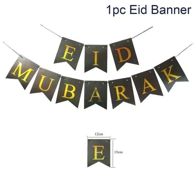 Eid Mubarak Plates Banner Balloon Tableware Ramadan Decoration 2024 Ramadan Kareem Islamic Muslim Party Decor Eid Al Adha Gifts - CLICK TIK